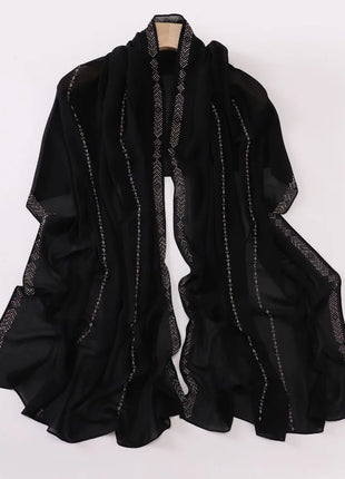 Hot Diamond Pearl Chiffon Hijabs for Women Muslim Fashion Long Shawl Head Wrap for Women Turbans for Women Ramadan Turban Femme