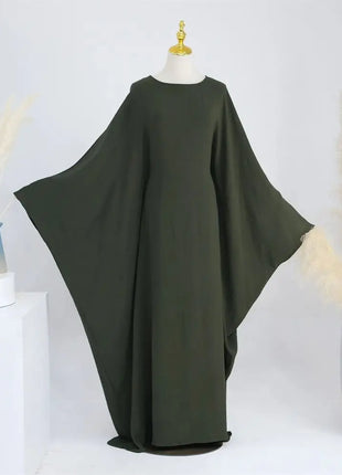 Ramadan Eid Soft Crepe Khimar Batwing Abaya Dubai Islam Muslim Modest African Dresses For Women Kaftan Kebaya Robe Femme Musulma