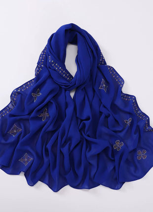 Hot Diamond Pearl Chiffon Hijabs for Women Muslim Fashion Long Shawl Head Wrap for Women Turbans for Women Ramadan Turban Femme