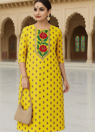 Muslim 2026 Women's Kurt Fashionable Elegant Straight Tube Casual Kurtta Flowers Pattern Comfortable Dress Slit hem Abaya