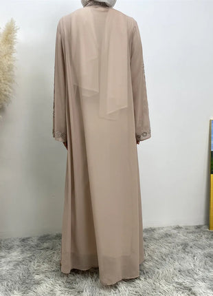 Diamond for Muslim Women Chiffon Open Cardigan Abaya Kimono Maxi Dress Turkey Dubai Arab Kaftan Eid Party Morocco Gowns Jalabiya