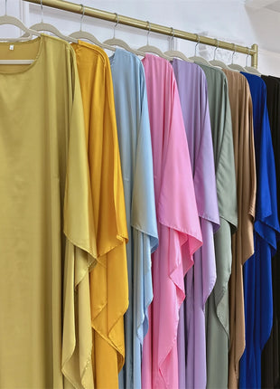 Eid Shiny Batwing Satin Abaya Dubai Luxury 2024 Muslim Abayas For Women Maxi Kaftan Dress Islamic Clothing Caftan Marocain Femme
