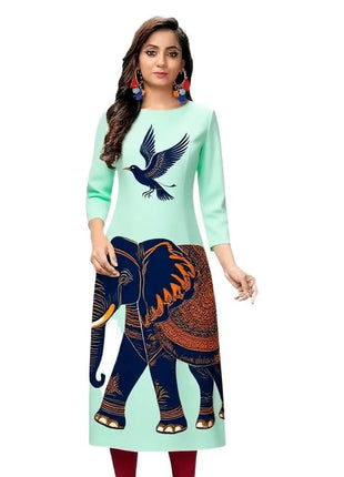 Dress Kurt Women's Fashionable And Elegant Straight Tube Casual Round Neck Color Elephant Pattern Abaya Femme Dubaï