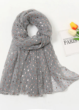 Glitter Shimmer Muslim Hijabs Fashion Solid Bubble Chiffon Scarf High Quality Shawl Scarves Silver Crinkle Woman Headscarf