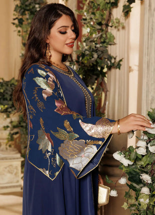 Eid Sequins Muslim Dress for Women Embroidery Party Long Dresses Robe Ramadan Dubai Kaftan Islam Vestidos Jalabiya Dresses 2025