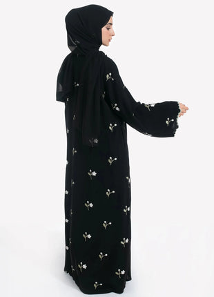 Stylish Muslim Islamic Abaya for Women Light Green Floral Embroidery Delicate Cuffs Ideal for UAE Saudi Arabia Qatar