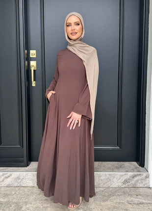 2025 Summer Arabic Muslim Women Modest Dress Eid Dubai Plain Abaya Islam Party Outfit Elegant Holiday Dresses Turkey Kaftan Robe