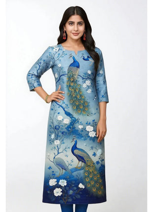 Muslim Kurt Women's Fashionable And Comfortable Dress With Peacock Straight Tube And A Variety Of Vacation Styles