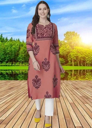 National style Muslim Women's Casual Fashionable And Comfortable Kurtta Dress Long Sleeved Flowers Straight Tube Casual Ethnic