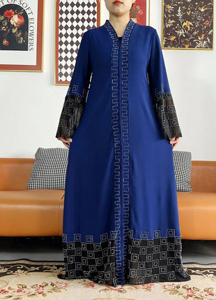 Latest Women Elegant Dresses Dubai Party Outfits Long Sleeve Chiffon Dashiki Muslim Women Robe Open African Abaya Clothing
