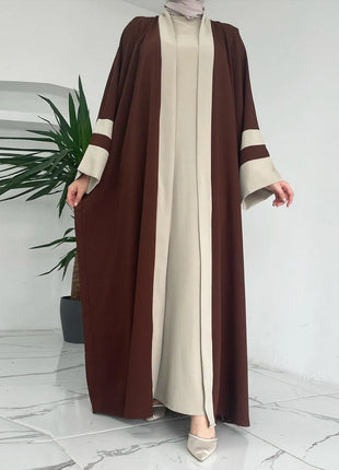 Eid Muslim Dress & Abayas for Women 2 Piece Set Musulman Ensembles Morocco Ramadan Caftan Abaya Kaftan Dubai Arab Long Robe 2024