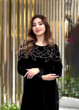 African Dresses For Women Long Sleeve Turkey Diamonds Evening Wedding Party Floor Length Dress Muslim Africa Clothes 2024