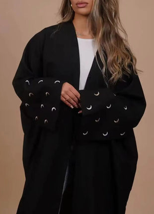 2025 Ramadan Khimar Abaya Saudi Arabia Turkey Islam Embroidery Moon Muslim Cardigan Dress Prayer Clothes Dresses For Women