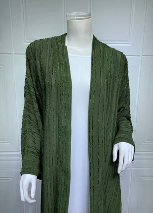 2024 New Fashion Muslim Kimono Abaya Solid Striped Retro Ethnic Cardigan Robe Dubai Middle Eastern Saudi Arabia Eid Clothes