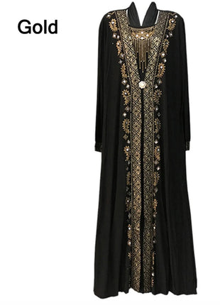 Dubai Arab Islam Abaya Women Muslim Long Dress Sequin Beading Kaftan Robes Elegant Splice Maxi Dresses Islamic Clothing Caftan