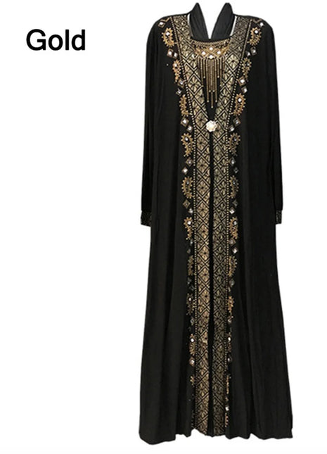 Dubai Arab Islam Abaya Women Muslim Long Dress Sequin Beading Kaftan Robes Elegant Splice Maxi Dresses Islamic Clothing Caftan