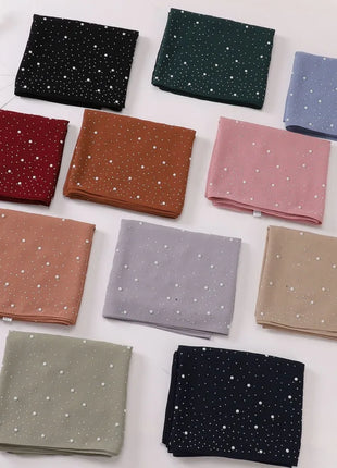 Hot Diamond Pearl Chiffon Hijabs for Women Muslim Fashion Long Shawl Head Wrap for Women Turbans for Women Ramadan Turban Femme