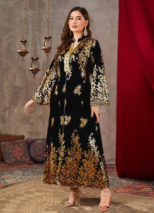 Eid Muslim Dress Women Party Abaya Print Ramadan Dresses Arab Long Robe Morocco Dubai Kaftan Islam Vestidos Jalabiya 2025