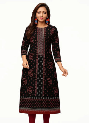 Muslim Women's Fashionable Comfortable Kurt Dress Slit hem Straight Tube Casual Ethnic Abaya Abito Donna Musulmana