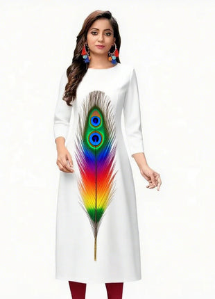 Muslim Kurt Women Casual Fashion Dress Peacock Straight Tube Casual Turkish Abaya National Style Islamische Kleidung Slit hem