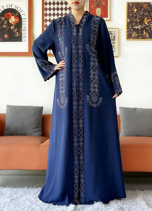 2025 Women Elegant Party Dress Chiffon Open Zipper Loose Abaya Muslim Women Dress Islamic Clothing Cardigan Abaya Muslim Dress