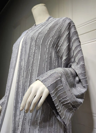 2024 New Fashion Muslim Kimono Abaya Solid Striped Retro Ethnic Cardigan Robe Dubai Middle Eastern Saudi Arabia Eid Clothes