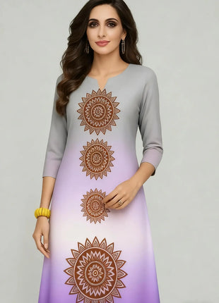 2026 Dress Kurt Women's Fashionable And Elegant Long Sleeved Straight Tube Casual Color Elephant Pattern Women Dress Abaya