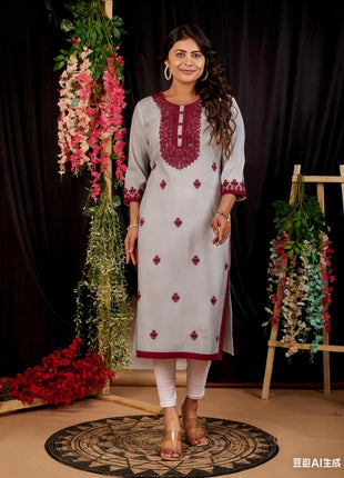 Muslim Dress Kurt Fashionable Elegant Straight Tube National Style Flowers Pattern Noble Skirt Slit Hem Abito Donna Musulmana