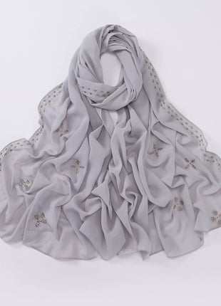 Hot Diamond Pearl Chiffon Hijabs for Women Muslim Fashion Long Shawl Head Wrap for Women Turbans for Women Ramadan Turban Femme