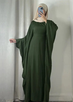 Ramadan Eid Soft Crepe Khimar Batwing Abaya Dubai Islam Muslim Modest African Dresses For Women Kaftan Kebaya Robe Femme Musulma