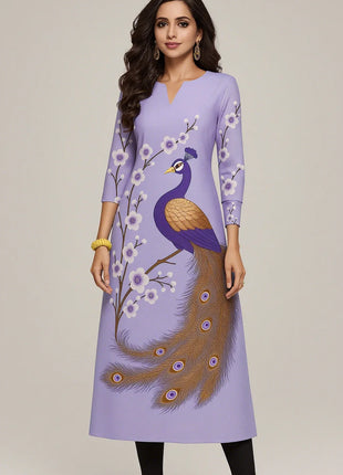 Muslim Women Kurt Casual Dress Middle Eastern Straight Casual Ethnic Flower Mandarin National Style Caftan Marocain Femme