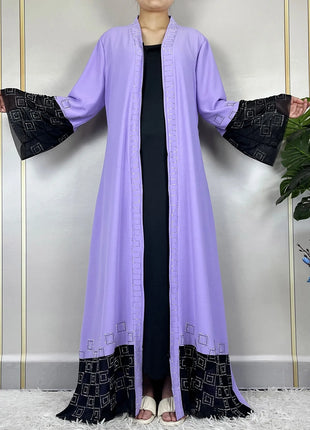 2024 For Women Elegant Dresses Dubai Party Outfits Long Sleeved Chiffon Dashiki Muslim Women Robe Open African Abaya Clothing
