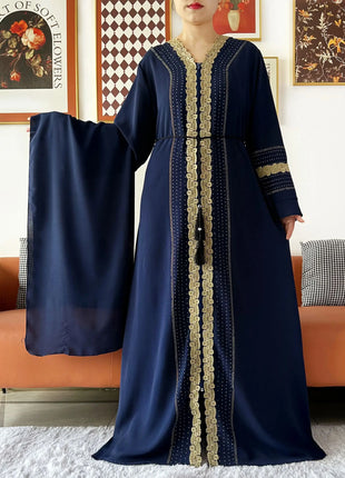 Newest Women Party Dress Chiffon Lace Open Abaya with Zipper Muslim Women Abaya Islamic Clothing Cardigan Muslim Loose Dress