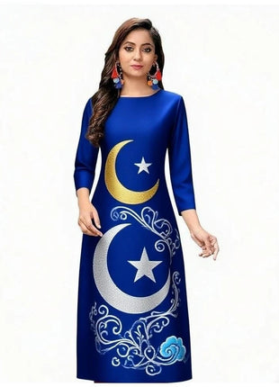 Muslim Kurtta 2026 Women's Casual Fashion Dress National style Straight Tube Casual Ethnic Red Slit hem Kaftan Moroccan Women