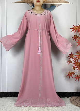 2025 New Abaya Dubai Luxury Muslim Dress for Women Elegant Arabic Femme Abaya Diamond Loose Islamic Long Sleeve Turkey Clothing