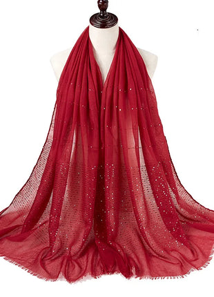 Cotton Linen Hijabs Scarf Turban Hijab Comfort Wearing Soft Paillette Shawls Fringed Muslim Fashion Women Scarves Hijab Ramadan