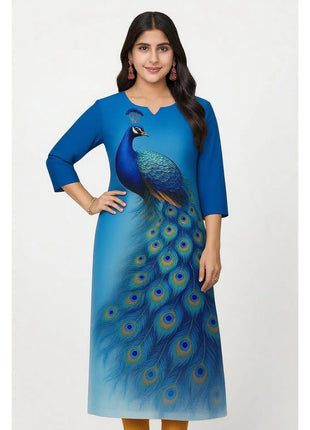 Muslim Dress Kurt Women's Fashionable Long Sleeved Straight Tube Casual Round Neck Elephant Pattern Islamic Women Clothing