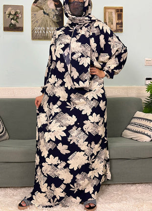 Muslim Cotton Abayas For Women Traditional Floral Ramadan Prayer Garment African Caftan Marocain Femme Robe Connected Headscarf