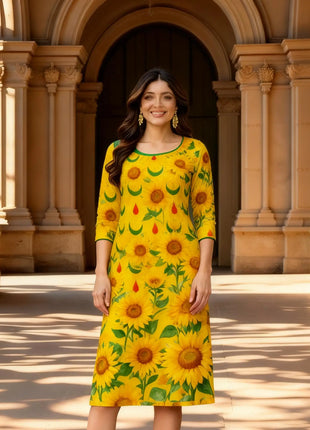 Muslim Kurt Women Casual Fashion Dress Peacock Straight Tube Casual Ethnic Flowers National Style Abito Donna Musulmana