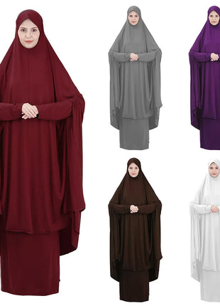 Muslim Women Two Piece Set Prayer Garment Dress Abaya Long Khimar Outfit Ramadan Skirt Abayas Islamic Clothes Niqab Eid 2026