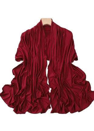 Luxury Wavy Edge Jersey Hijab for Women Solid Color Milk Silk Scarf Headscarf Autumn Shawl Stretchy Chiffon Scarf Ramanda