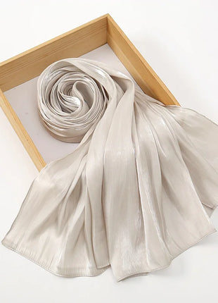 Newest Plain Shimmer Hijab Silk Wrinkle Scarf Muslim Woman Hijab Shawls Islam Woman Long Wraps Femme Headband Pure Turban