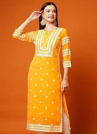 Muslim Kurtta women's Casual Fashion Dress National style Straight Tube Casual Ethnic Flower Round Neck Regular Design Sense