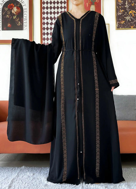 New Elegant Women Abaya Long Sleeve Chiffon Loose Open Abaya Muslim Islamic Clothing Cardigan Style Muslim Fashion Dresses