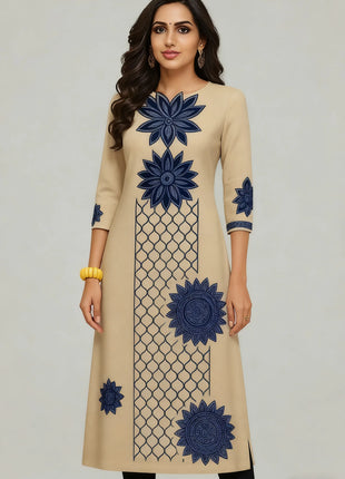 National style Women's Kurt Casual Fashion Dress Long Sleeved Straight Tube Casual Ethnic Flower Muslim Kaftan Dresses Morocco