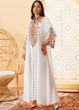 Ramadan Muslim Women's Embroidered Loose abaya Dresses For Women Gala Morocco Dubai Elegant Casual Kaftan