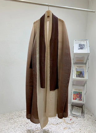 Wind Coat for Women 2024 Autumn New Style Gradient Color, Plus Fat and Enlarged Bat Sleeves, Scarf Style Long Outerwear