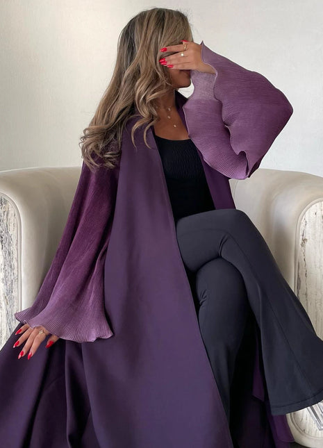 Open Front Abaya Muslim Flare Sleeve Casual Arabian Abayas Middle-East Elegant Turkey Kaftans Women Jilbabs Islamic Maxi Dresses