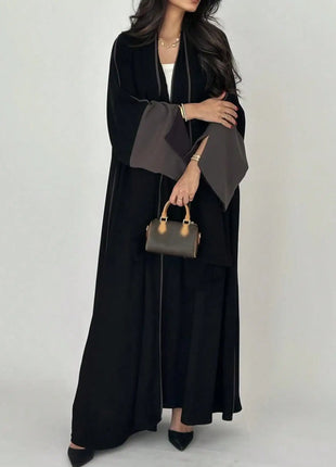 Middle Eastern Loose Abaya Muslim Full Sleeve Open Front Abayas Elegant Kaftans Women Jilbabs Arabian Islamic Maxi Dresses