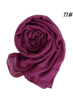 Shimmer Glitter Cotton Viscose Hijab Scarves For Women Muslim Long Shawls Headscarf Wraps Solid Headbands Stole Bufandas Turbans